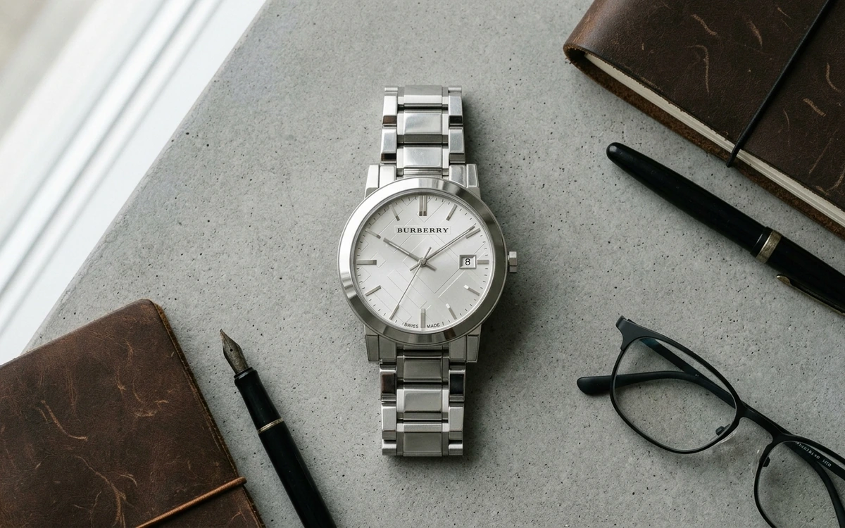 Montre cérémonie homme habillée cadran blanc bracelet cuir mariage