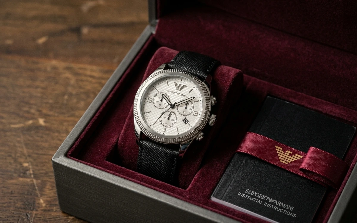Montre Emporio Armani or homme cadran argenté bracelet acier doré luxe italien