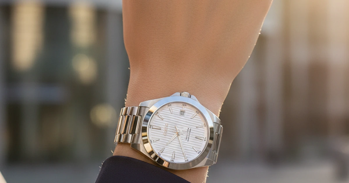 Montre Hugo Boss portée par une femme au quotidien