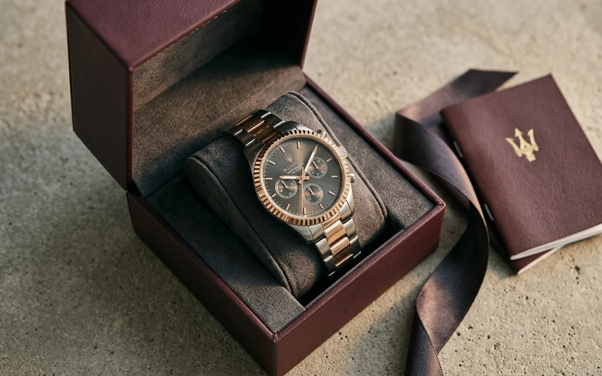 Montre Maserati Élégance homme cadran noir bracelet acier