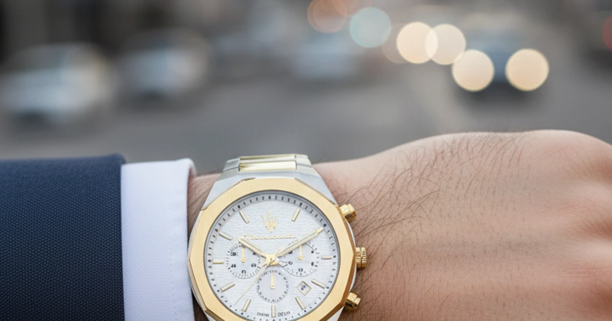 Montre Maserati portée par un homme au quotidien