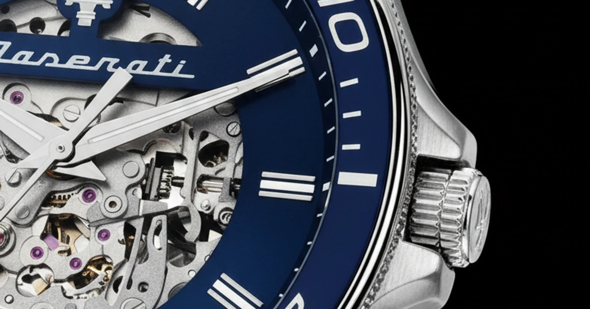 Détail cadran et bracelet Maserati homme