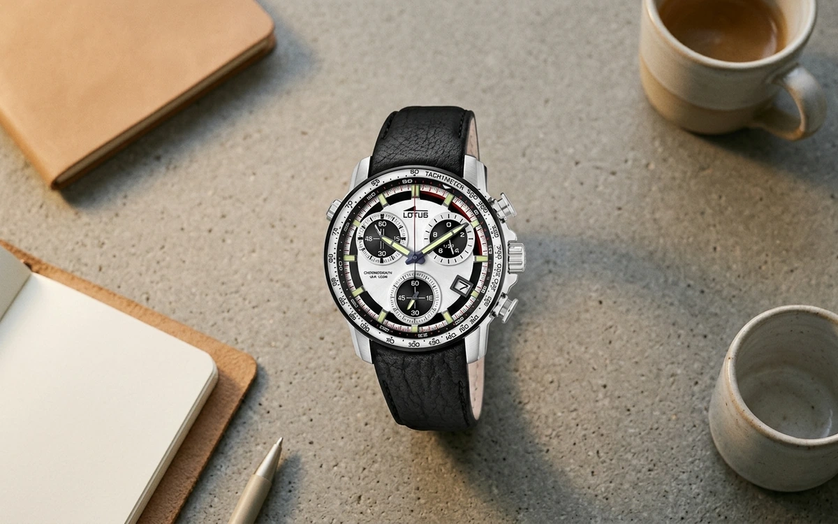 Montre chronographe homme cadran noir bracelet acier inoxydable
