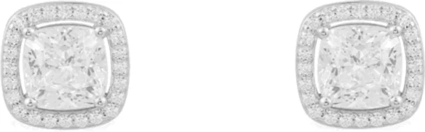 Boucles d'oreilles clous carrés APM Monaco en argent 925 inscrustés de pierres