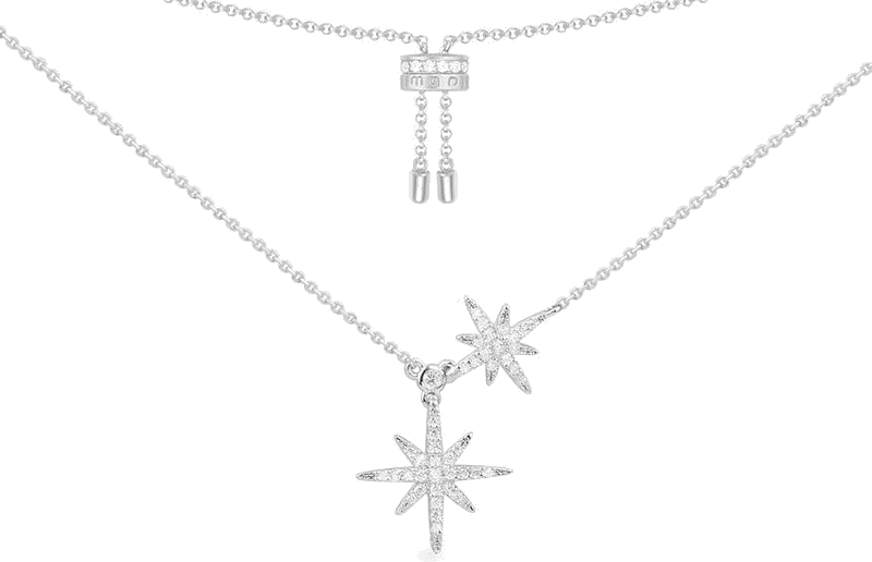 Collier ajustable APM Monaco doubles étoiles météorites en argent 925