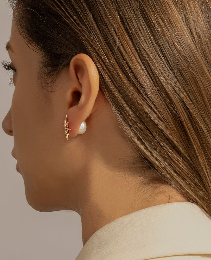 Boucle d'oreille APM Monaco Météorites PE9109XPLRG en plaqué or rose 18K avec perle - Pour femme vue 3