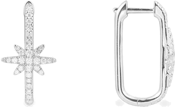 Boucles d/oreilles hoop rectangulaires APM Monaco météorites argent 925