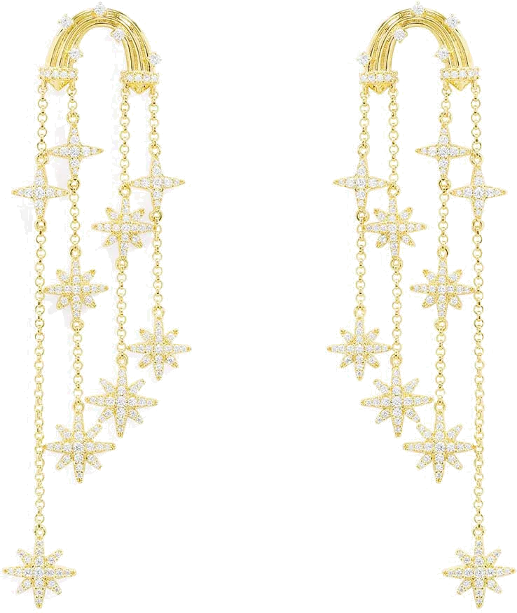 Boucles d'oreilles APM Monaco météorites longues en métal plaqué or jaune