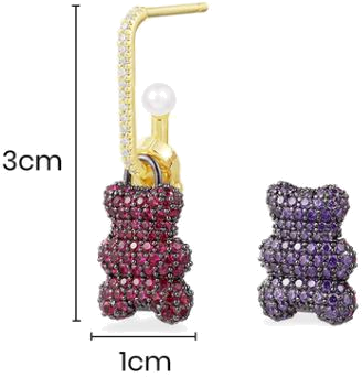 Boucle d'oreille individuelle APM Monaco Yummy Bear Baby Clip Valentin plaqué or 18k - YE13983XRVPL vue 3