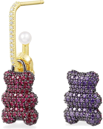 Boucle d'oreille individuelle APM Monaco Yummy Bear Baby Clip Valentin plaqué or 18k - YE13983XRVPL