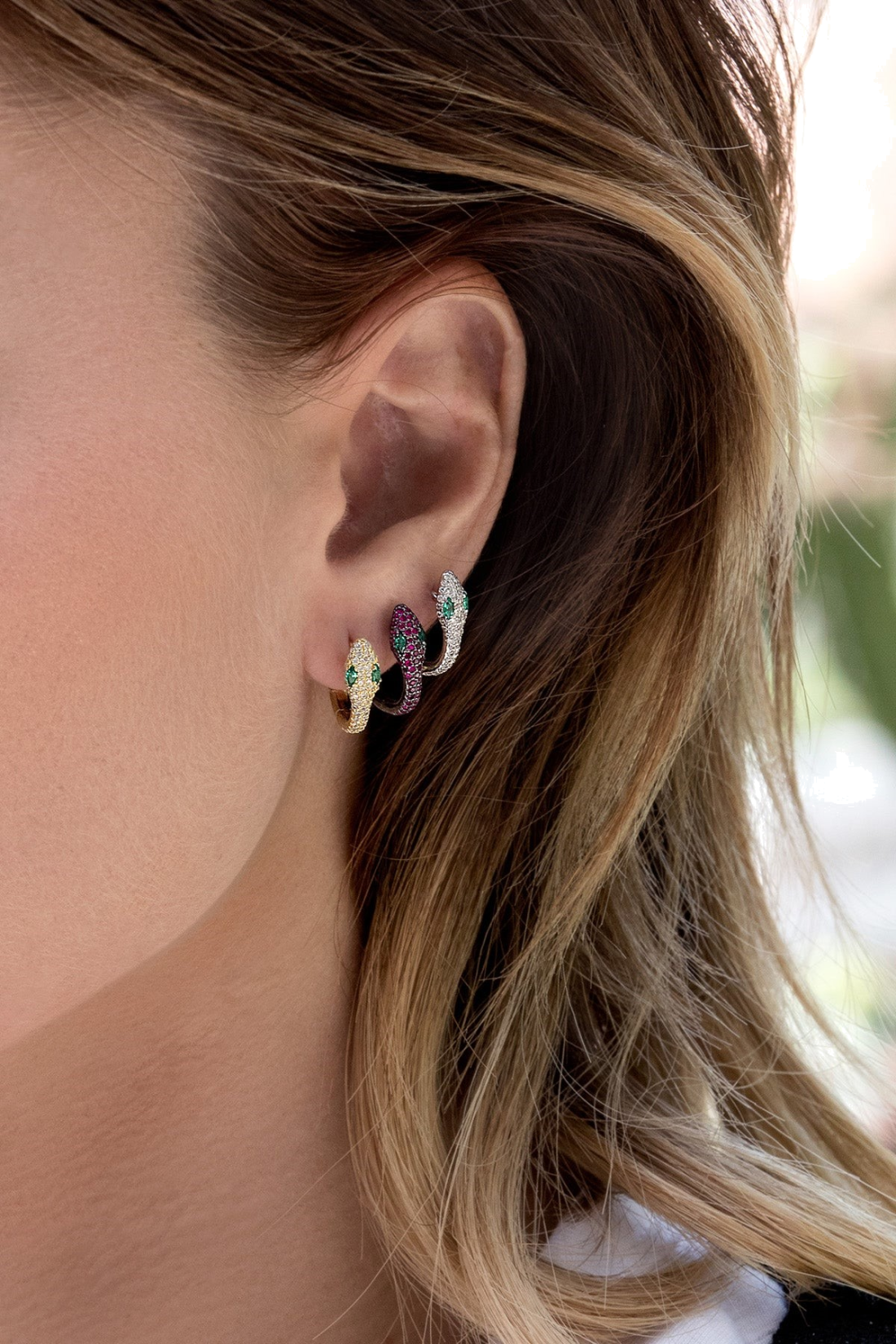 Boucles d'oreilles femme APM Monaco Kaa Serpent en argent 925, référence AE10184XKG vue 2