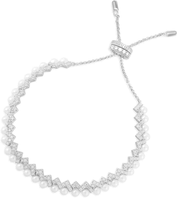 Bracelet ajustable APM Monaco up and down argent massif avec perles