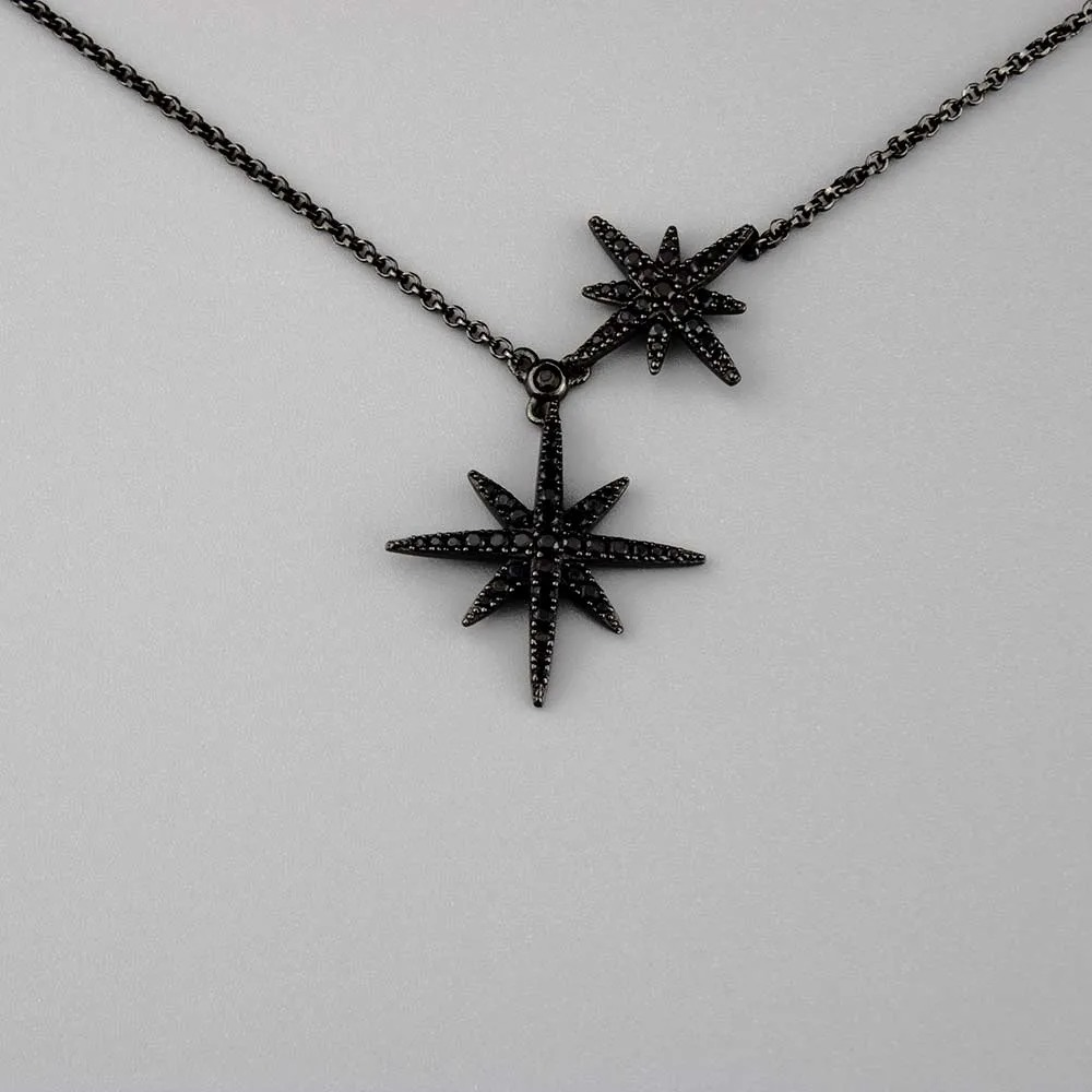 Collier femme APM Monaco AC3351BZT Double Météorites en métal rhodié noir vue 2