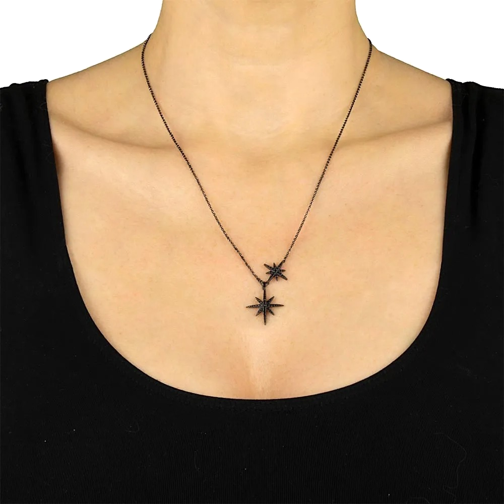Collier femme APM Monaco AC3351BZT Double Météorites en métal rhodié noir vue 4