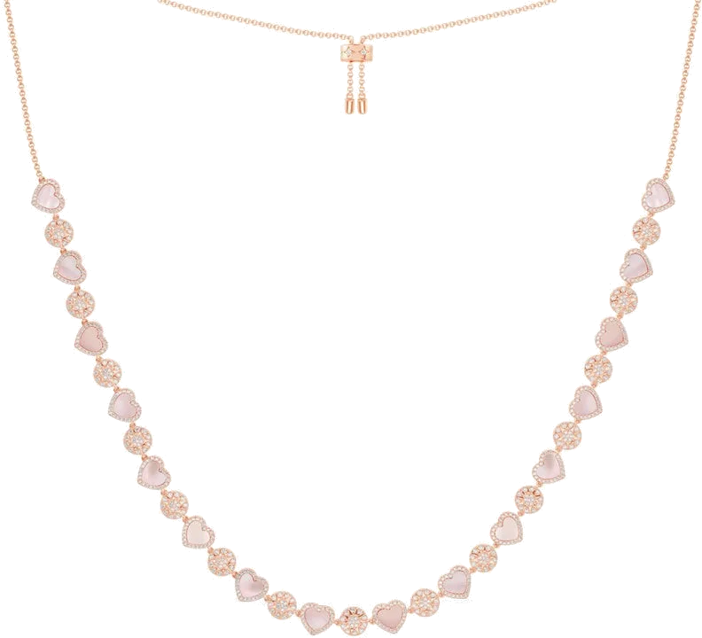 Collier APM Monaco ajustable coeurs en nacre rose plaqué or 18k