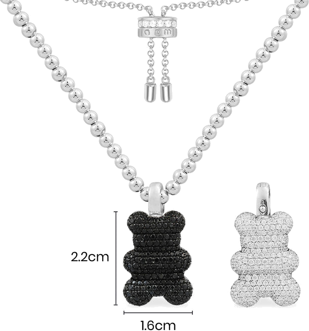 Collier APM Monaco AC6768XBZ en argent 925, motif Ours Yummy Bear pavé de cristaux, unisexe vue 3