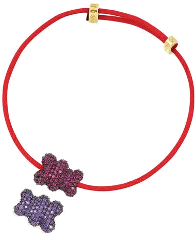 Bracelet APM Monaco ajustable Yummy Bear Valentin en nylon rouge