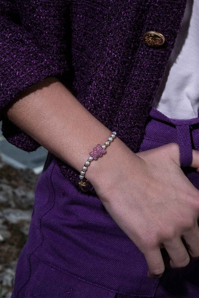 Bracelet ajustable unisexe APM Monaco Yummy Bear MALU en argent avec perles - Réf. AB5046DPL-S vue 2