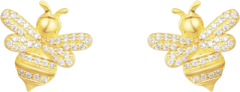 Boucles d'oreilles APM Monaco mini abeilles plaqué or jaune