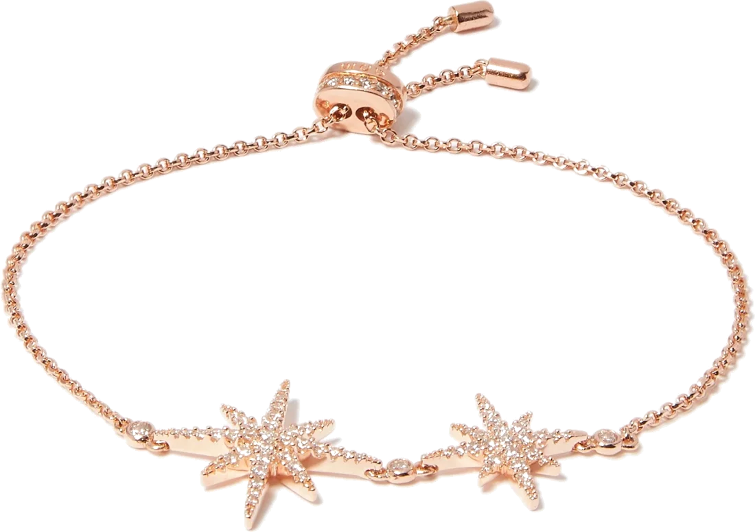 Bracelet APM Monaco ajustable double météorites placage or rose