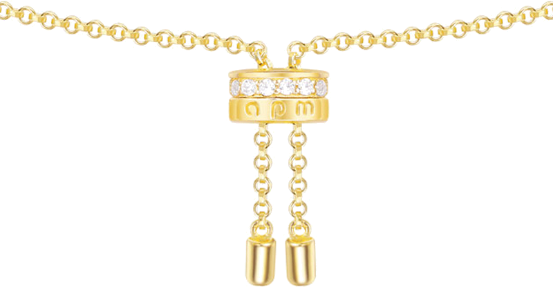 Collier APM Monaco AC4623OXY ajustable en plaqué or jaune avec pendentif cercle à cristaux pour femme vue 5