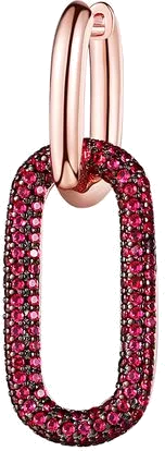 Boucle d'oreille individuelle APM Monaco plaqué doré rose incrustée de zirconium fushia