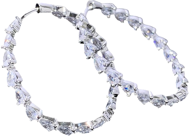 Boucles d'oreilles créoles pour femme APM Monaco AE280 en argent 925 et cristaux poire blancs