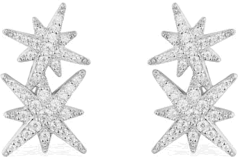 Boucles d'oreilles APM Monaco doubles météorites en argent 925 et zirconium, référence AE9784OX