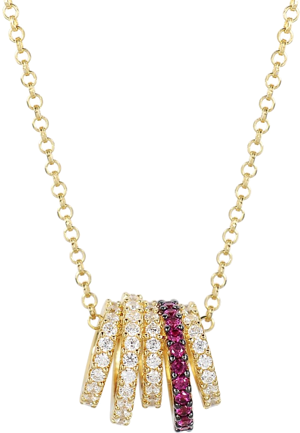 Collier APM Monaco AC4693XKRY en plaqué or jaune avec anneaux et cristaux pour femme vue 2