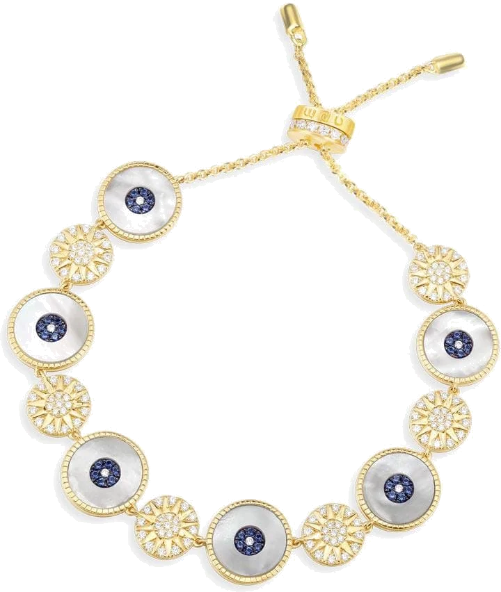 Bracelet APM Monaco ajustable Lucky Eyes placage or jaune et nacre