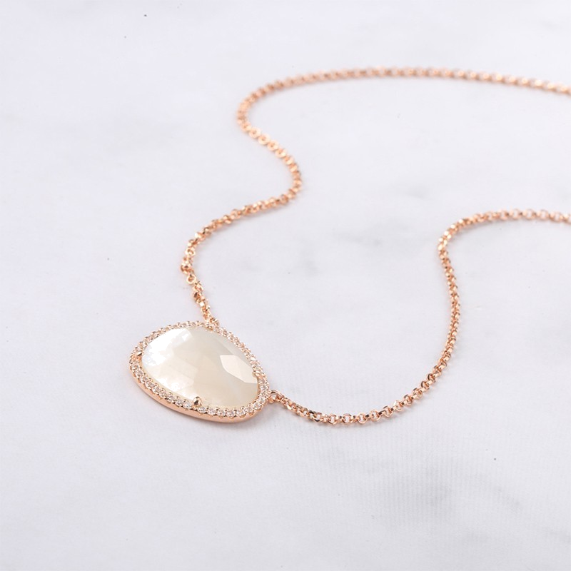 Collier pour femme APM Monaco RC4679XNA en nacre blanche et métal plaqué or rose vue 2