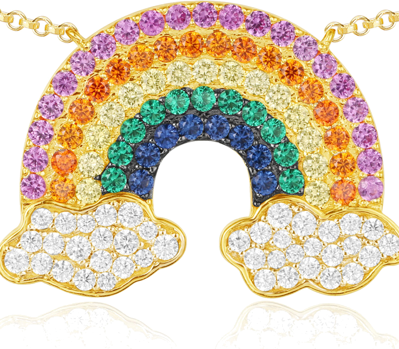 Collier APM Monaco AC4425MY en plaqué or jaune avec arc-en-ciel multicolore pour femme vue 2