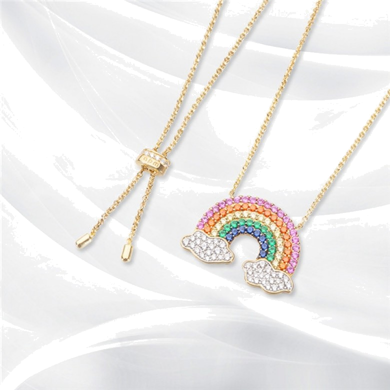 Collier APM Monaco AC4425MY en plaqué or jaune avec arc-en-ciel multicolore pour femme vue 3