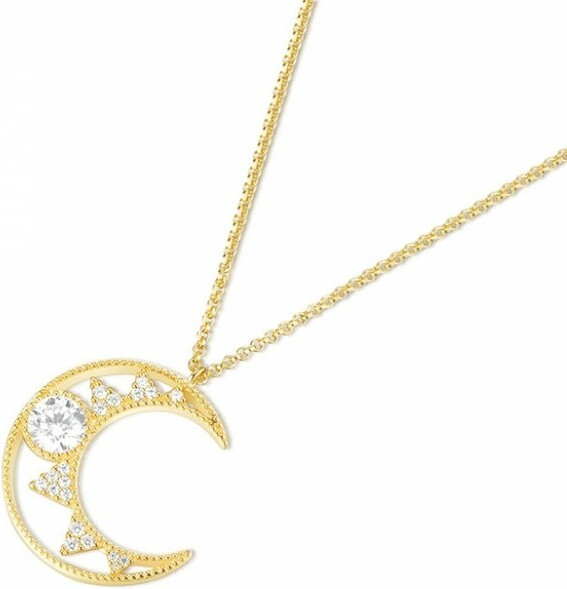 Collier femme APM Monaco Lune incrustée en métal plaqué or jaune - Réf. AC5186OXY vue 2