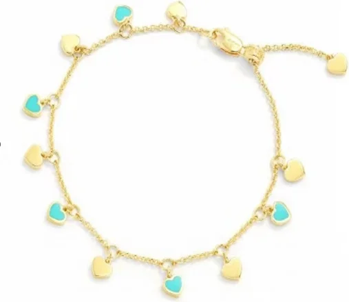 Bracelet APM Monaco ajustable placage or jaune breloques mini coeurs