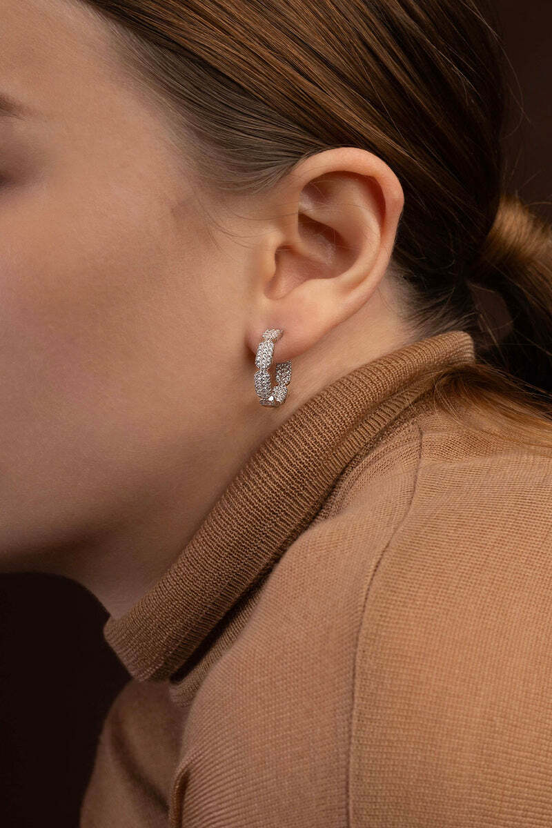 Boucles d'oreilles mini créoles APM Monaco Yacht Club en argent 925 et zirconium - Réf. AE15825OX vue 2