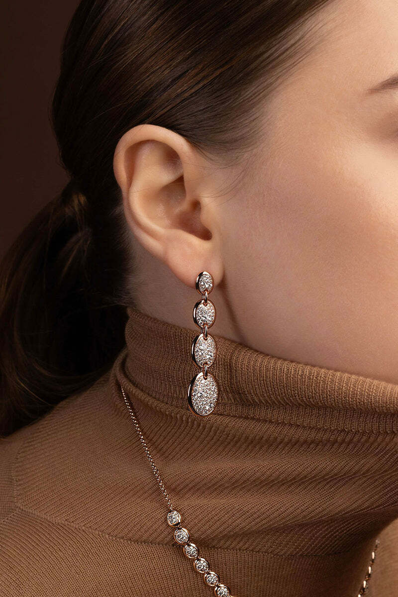 Boucles d'oreilles pendantes APM Monaco Festival ovales chocolat plaqué or rose 18K - Réf. PE15363OX vue 2