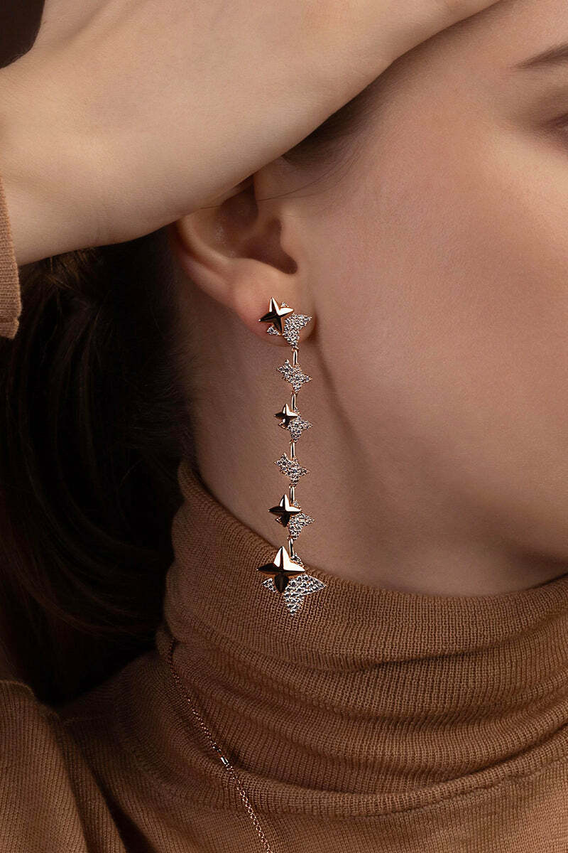 Boucles d'oreilles pendantes APM Monaco AE15459OX - Météorites plaqué or rose 18 carats pour femme vue 3