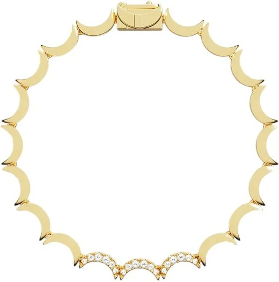 Bracelet APM Monaco Wavy up and down plaque or jaune 18 carats pavé de cristaux