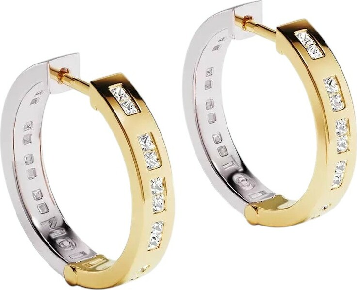 Boucles d'oreilles créoles APM Monaco Code Morse Toi Moi plaqué or jaune 18 carats - Réf. AE14815OXY