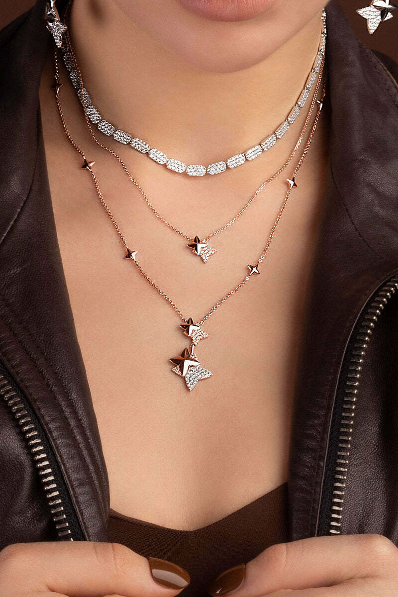 Collier femme APM Monaco Météorites PC7687OX en plaqué or rose vue 2