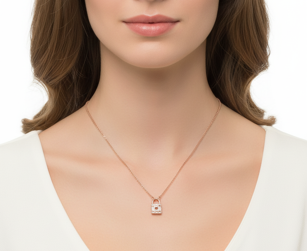 Collier APM Monaco cadenas plaqué or rose avec cristaux - Réf. 112210 - Pour femme vue 2