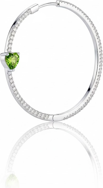 Boucles d'oreilles créoles cœurs APM Monaco en argent 925 et zirconiums - Réf. 112217 - Pour femme vue 2