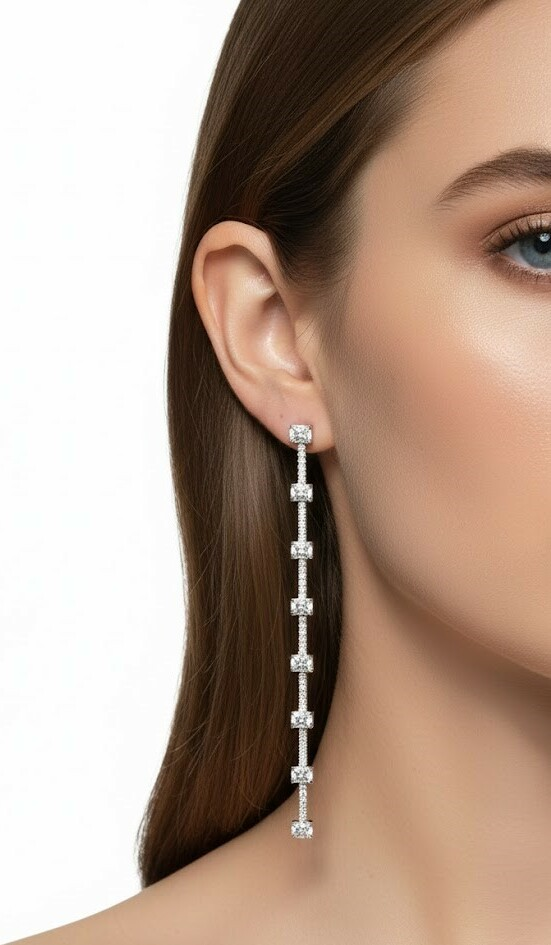 Boucles d'oreilles pendantes APM Monaco Festival - Argent 925 rhodié avec zirconiums - Réf. 112222 vue 2