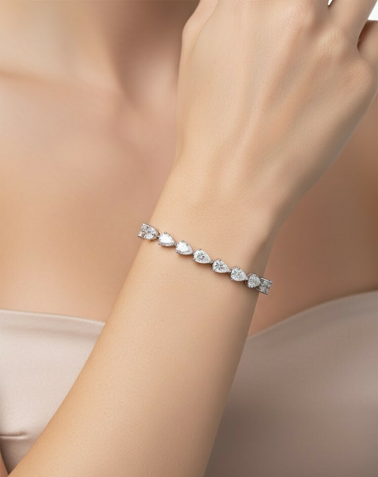 Bracelet Rivière Poire en Argent 925 rhodié et Zirconiums APM Monaco - Réf. 112240 - Femme vue 2