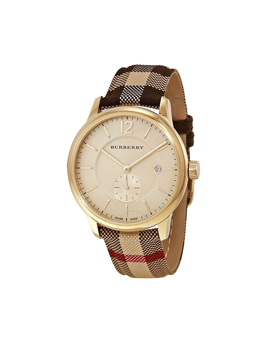 Montre Burberry Classic Round BU10001 ronde 40mm bracelet en cuir monogramme