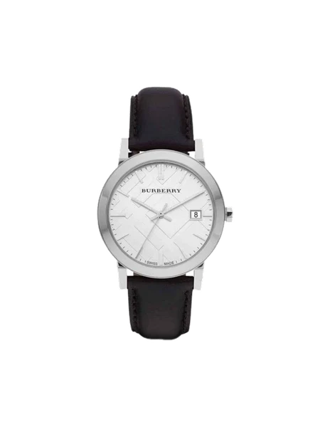 Montre Homme Burberry BU9008 Large check bracelet en cuir noir