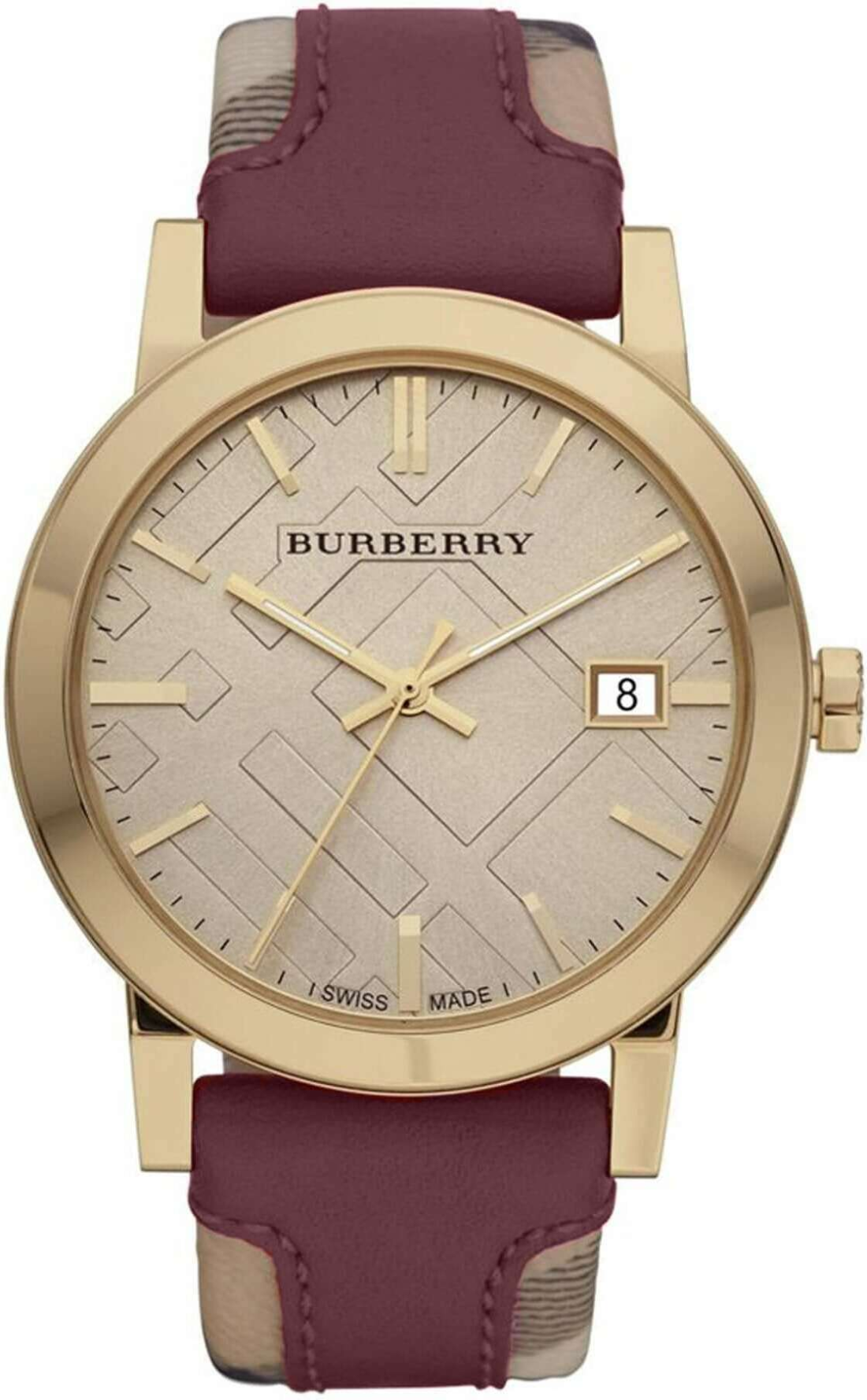 Montre Femme Burberry BU9017 Heritage Nova Check Cuir Bordeaux