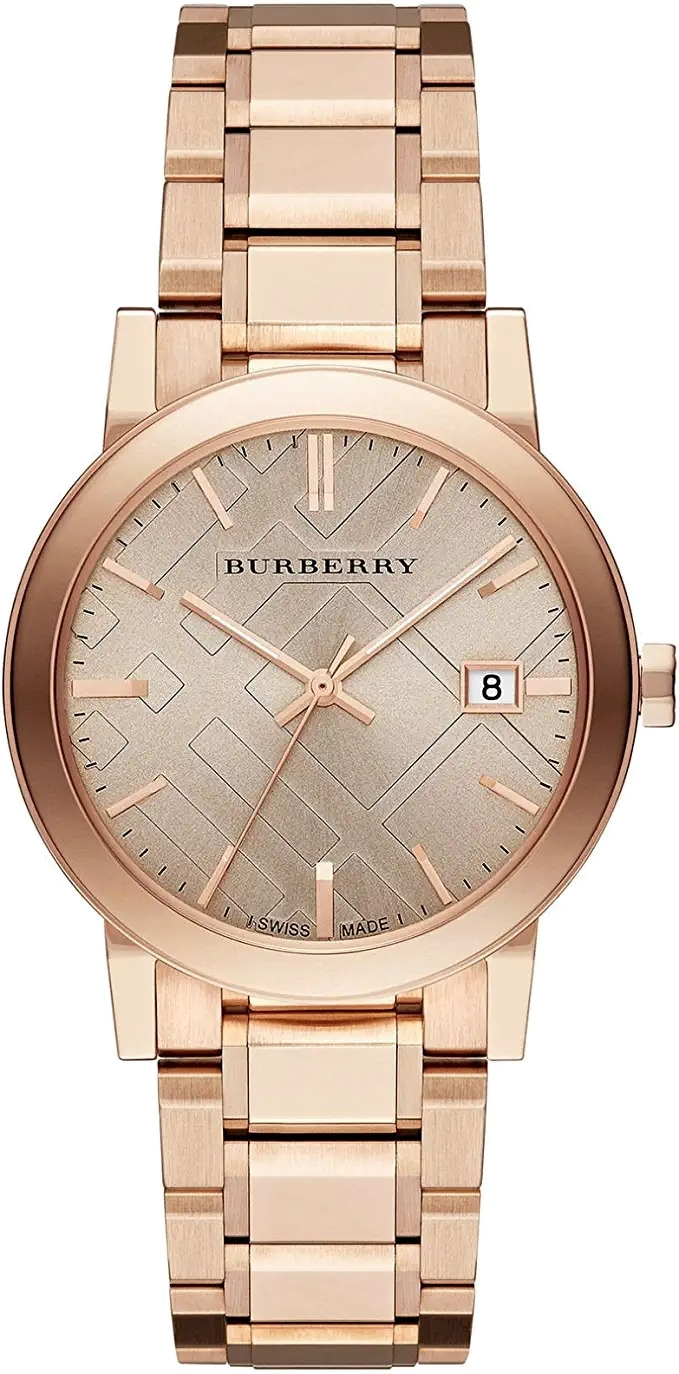 Montre Femme Burberry BU9034 City Métal Or Rose et Cadran Blanc