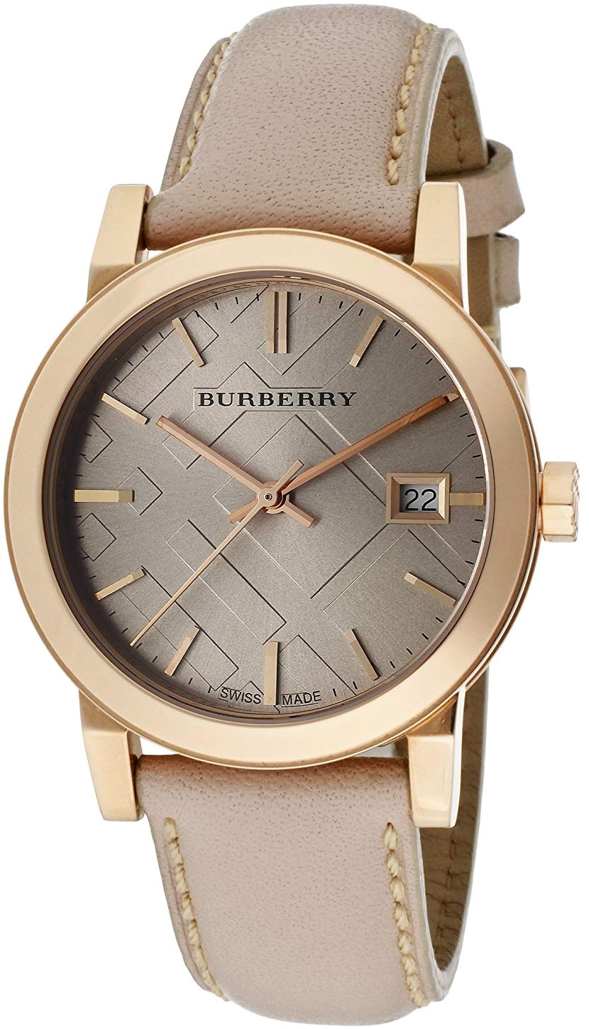 Montre Femme Burberry City BU9109 Acier et Cuir Beige Motif Tartan